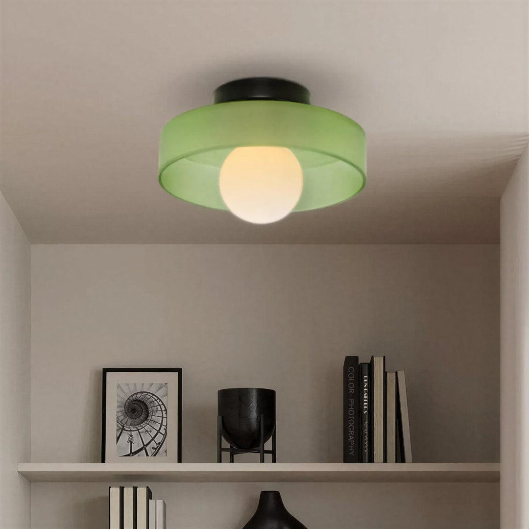 Flush Mount Bauhaus Styled Ceiling Light With Ambient Glow