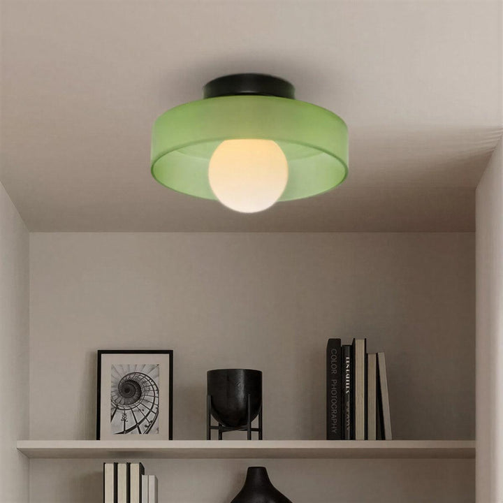 Flush Mount Bauhaus Styled Ceiling Light With Ambient Glow