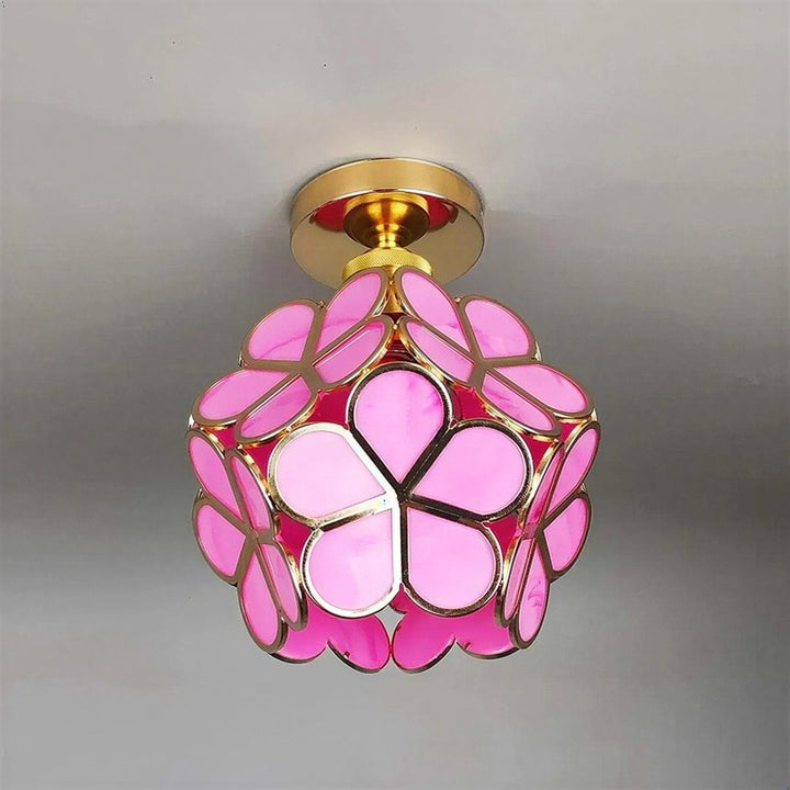 Flush Mount Ceiling Light With Floral Style Design