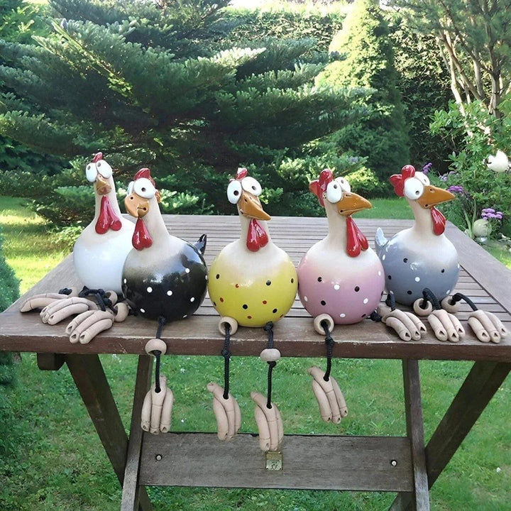 Funny Outdoor Chicken Garden Ornament With Expressive Googly Eyes