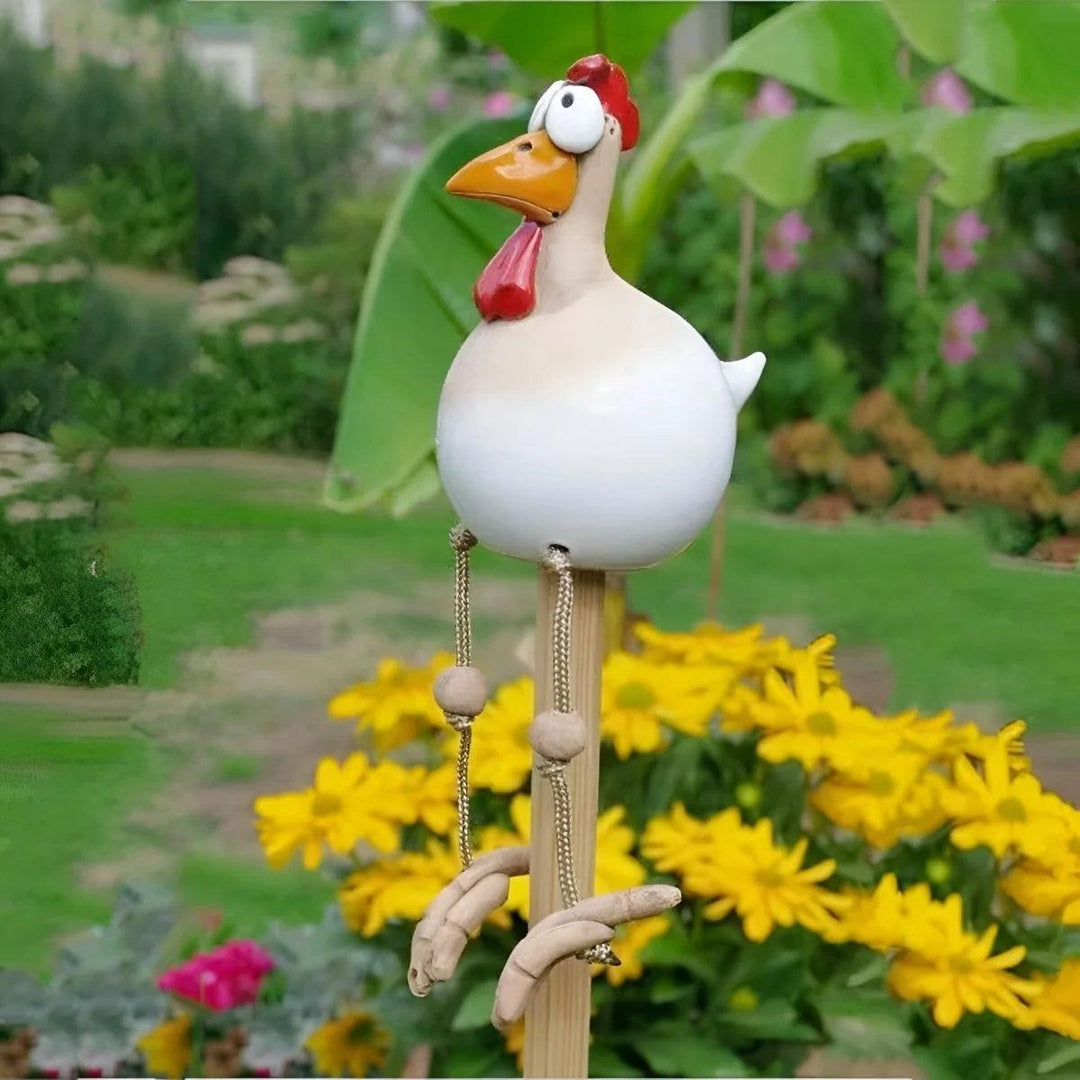 Funny Outdoor Chicken Garden Ornament With Expressive Googly Eyes