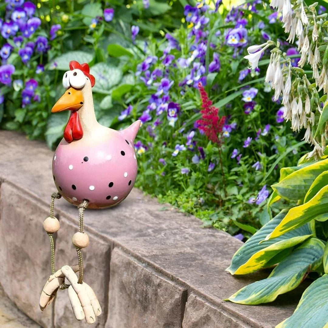 Funny Outdoor Chicken Garden Ornament With Expressive Googly Eyes