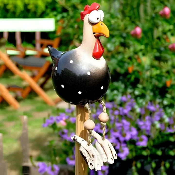 Funny Outdoor Chicken Garden Ornament With Expressive Googly Eyes