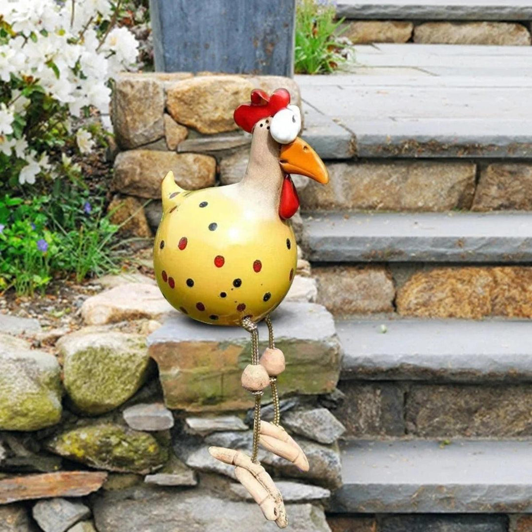 Funny Outdoor Chicken Garden Ornament With Expressive Googly Eyes