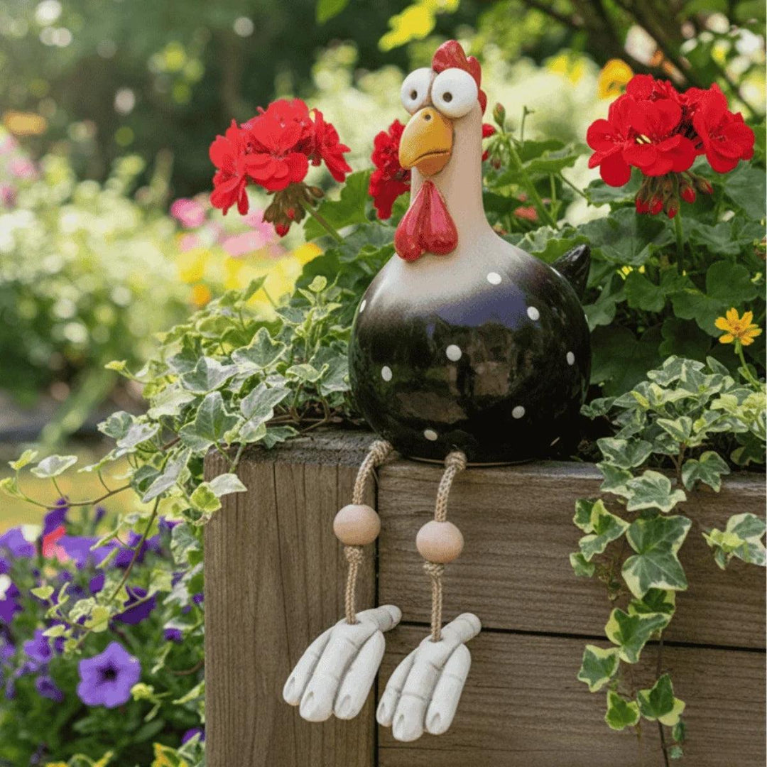Funny Outdoor Chicken Garden Ornament With Expressive Googly Eyes