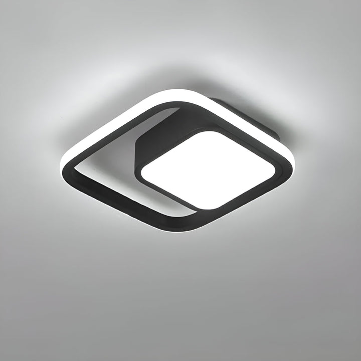 Geometric Flush Mount Ceiling Light Fixture With Double Ring Style
