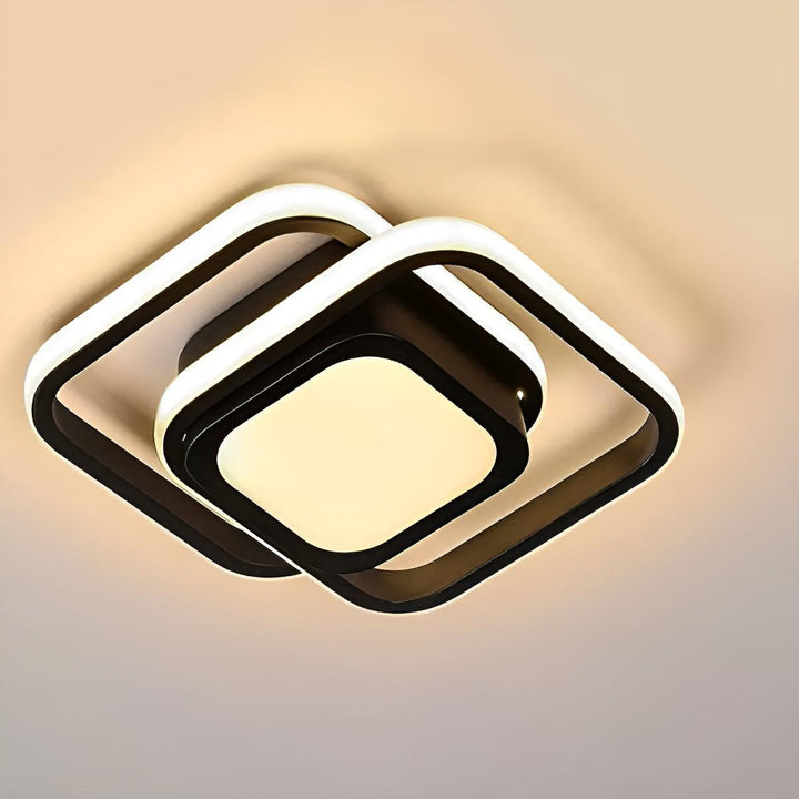 Geometric Flush Mount Ceiling Light Fixture With Double Ring Style