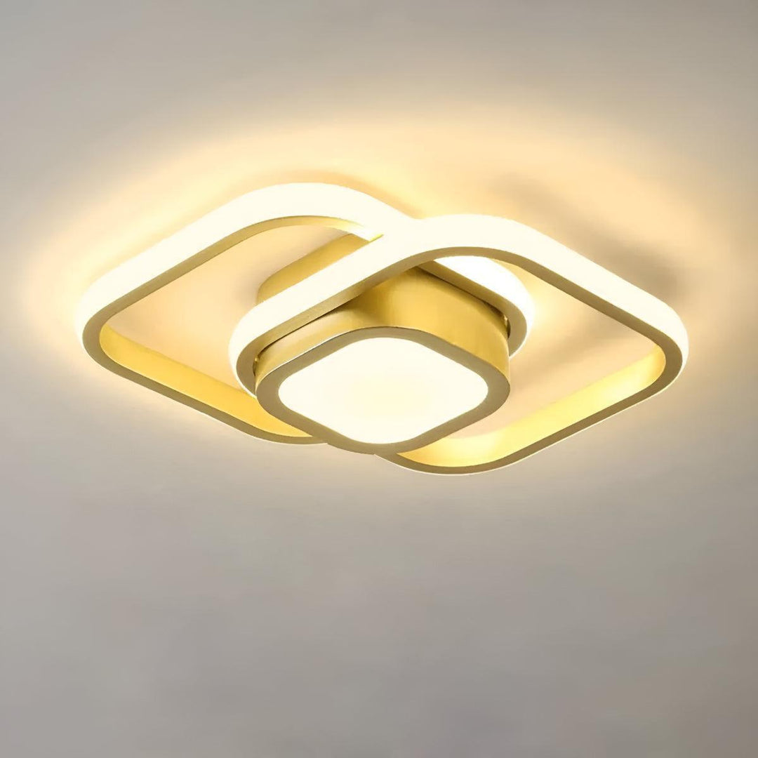 Geometric Flush Mount Ceiling Light Fixture With Double Ring Style