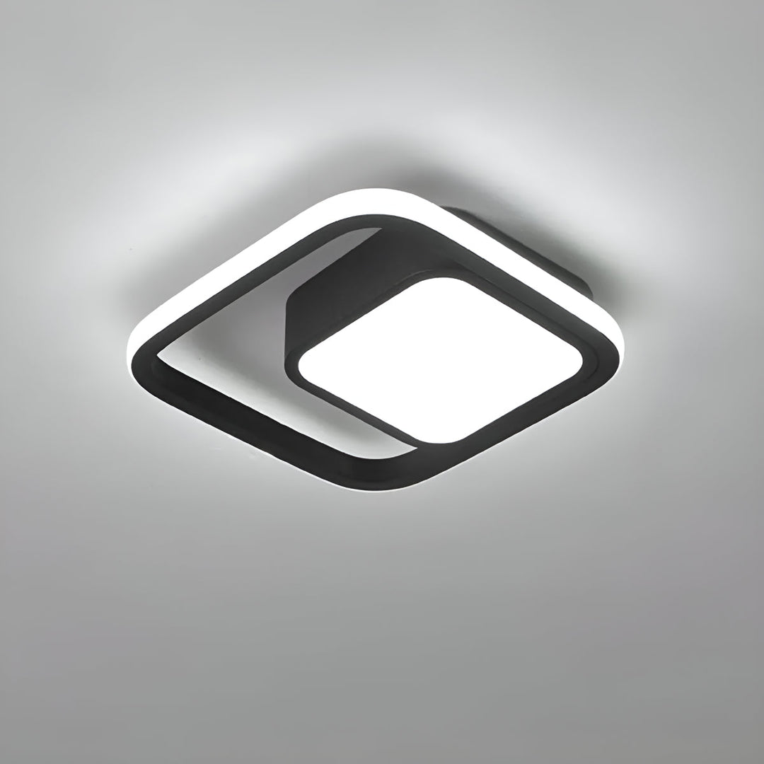 Geometric Flush Mount Ceiling Light Fixture With Double Ring Style