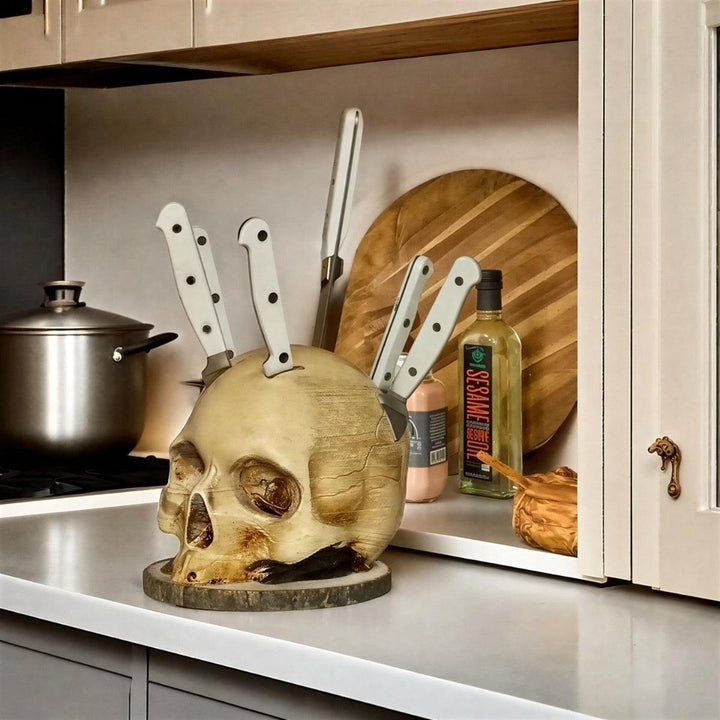 Gothic Kitchen Skull Knife Holder Decor With Horror Kitchenware Aesthetic