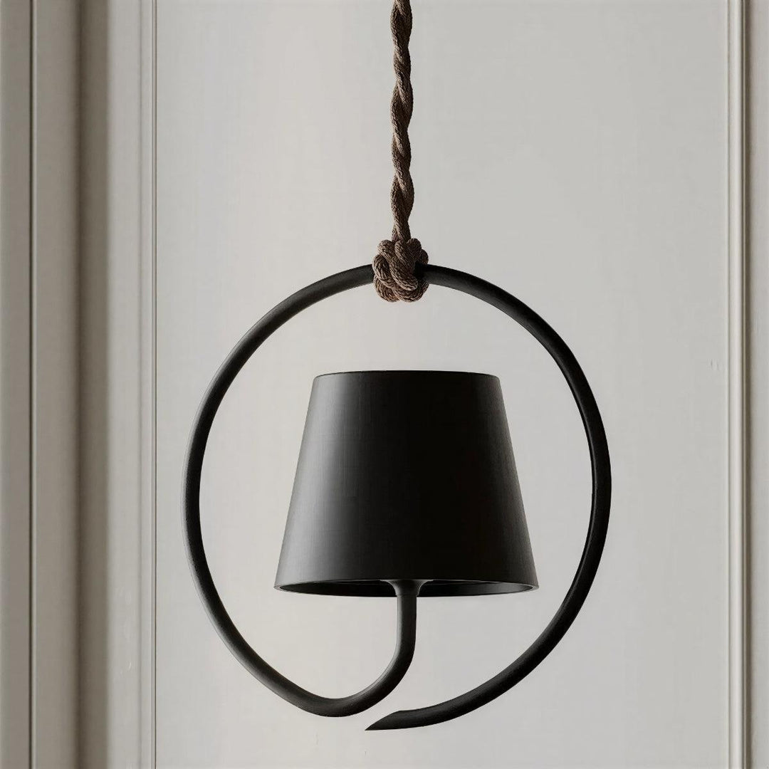 Hanging Pendant Light Fixture With Circular Halo Ring