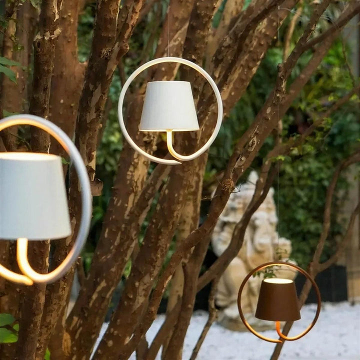 Hanging Pendant Light Fixture With Circular Halo Ring