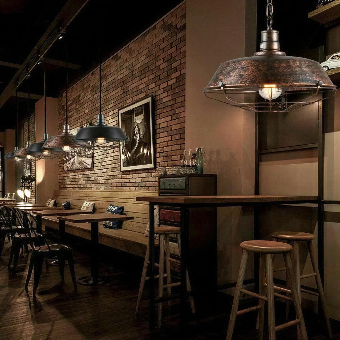 Hanging Pendant Light With Vintage Industrial Ceiling Mesh Lighting