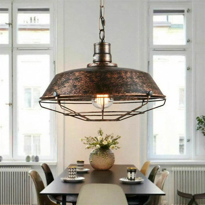 Hanging Pendant Light With Vintage Industrial Ceiling Mesh Lighting