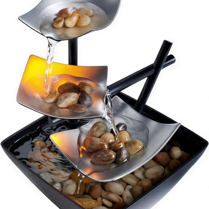 Indoor Glowing Water Fountain With Waterfall With Stones