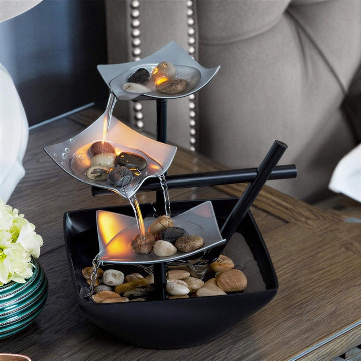 Indoor Glowing Water Fountain With Waterfall With Stones