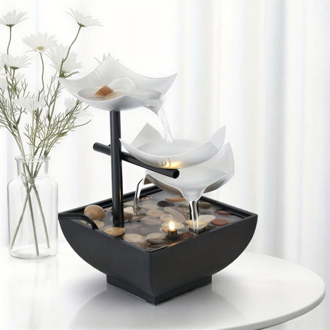 Indoor Glowing Water Fountain With Waterfall With Stones