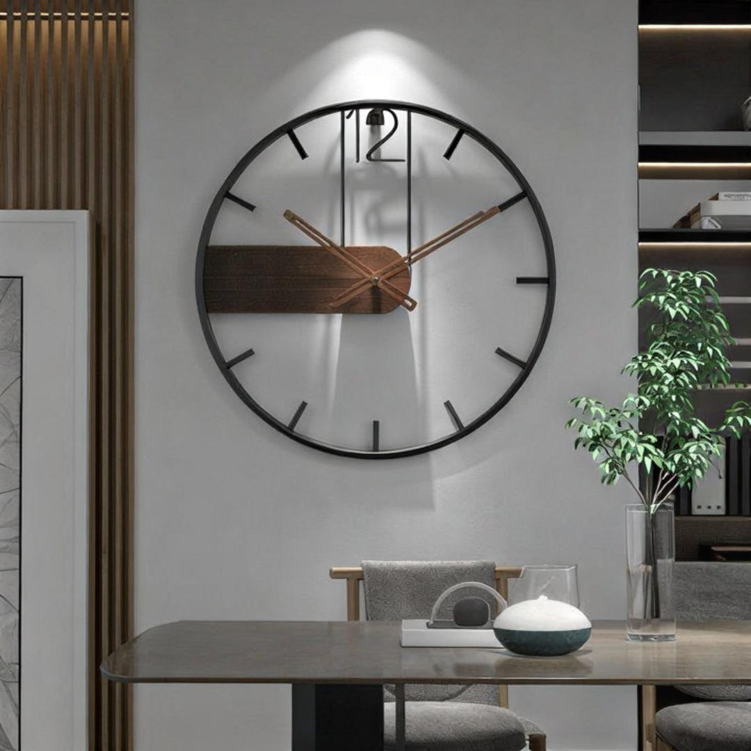 Large Modern Wooden Wall Clock With Silent And Minimalist Design