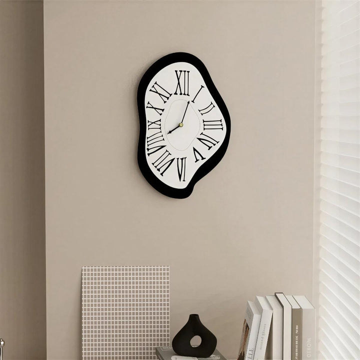 Melting Wall Clock With Roman Numerals For Surrealist Interior Decor