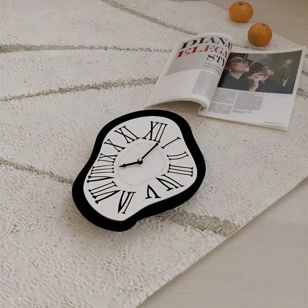 Melting Wall Clock With Roman Numerals For Surrealist Interior Decor