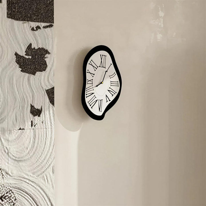 Melting Wall Clock With Roman Numerals For Surrealist Interior Decor