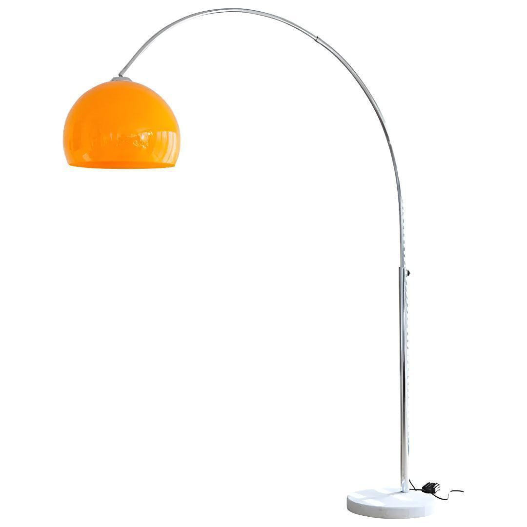 Mid Century Arc Floor Lamp With Glass Lampshade