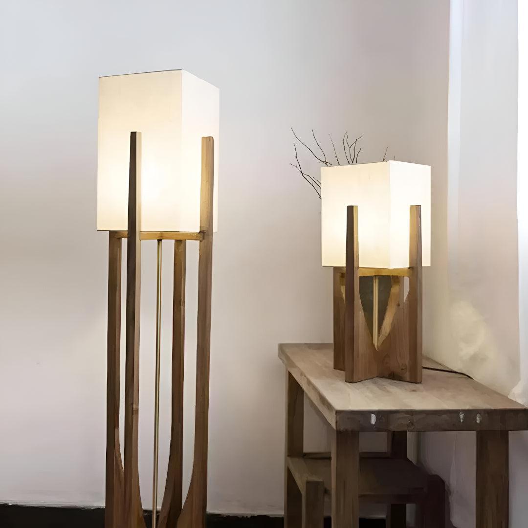 Mid Century Japanese Floor Lamp With Rustic Design