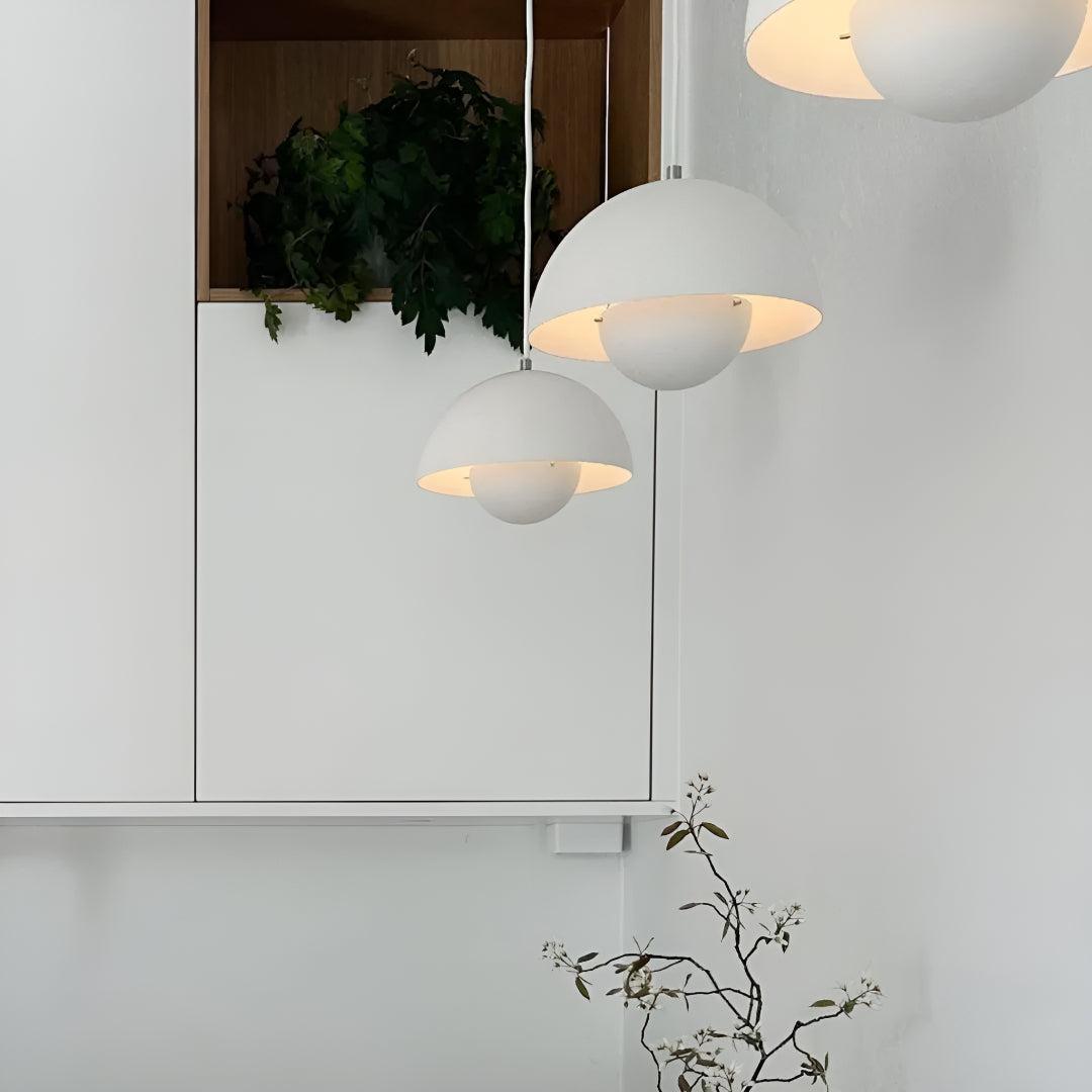 Mid Century Pendant Light With Geometric Dome Shades