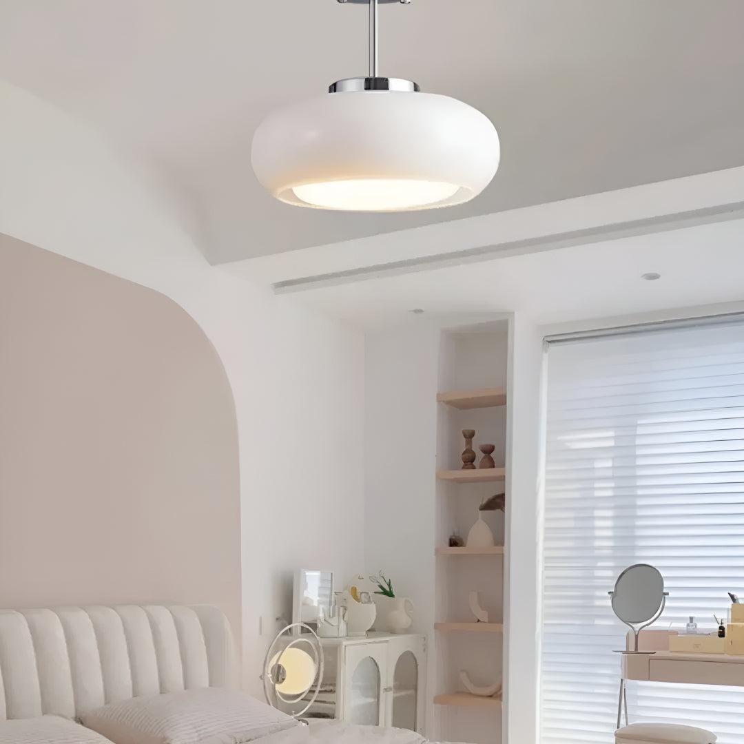 Mid Century Round Glossy Ceiling Light With Semi-Flush Mount