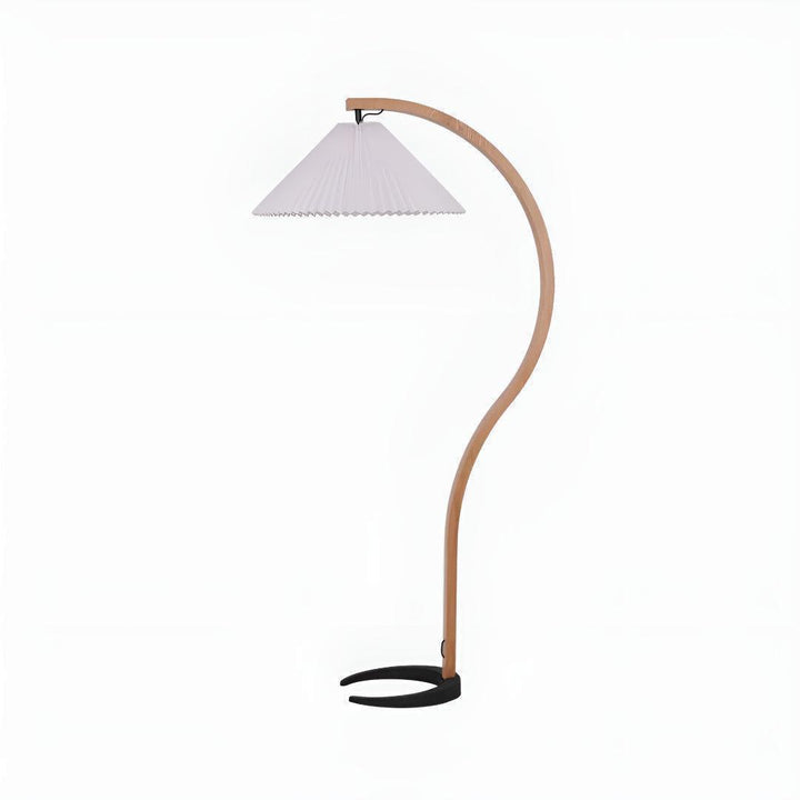Mid Century Vintage Arc Floor Lamp With Pleated Shade