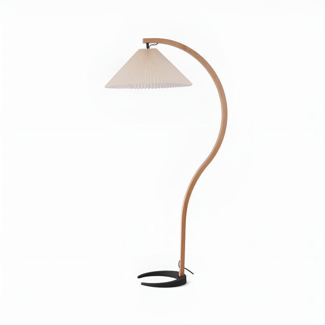 Mid Century Vintage Arc Floor Lamp With Pleated Shade