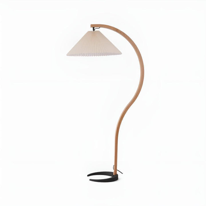 Mid Century Vintage Arc Floor Lamp With Pleated Shade