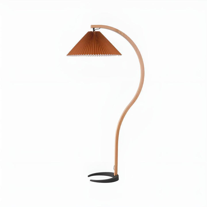 Mid Century Vintage Arc Floor Lamp With Pleated Shade