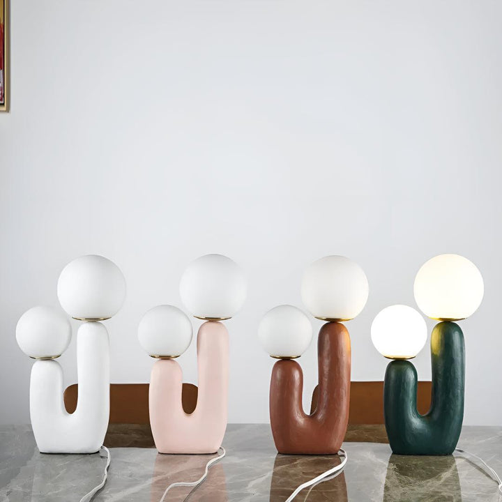 Modern Bedside Table Lamp With Sculptural Double Globe Design