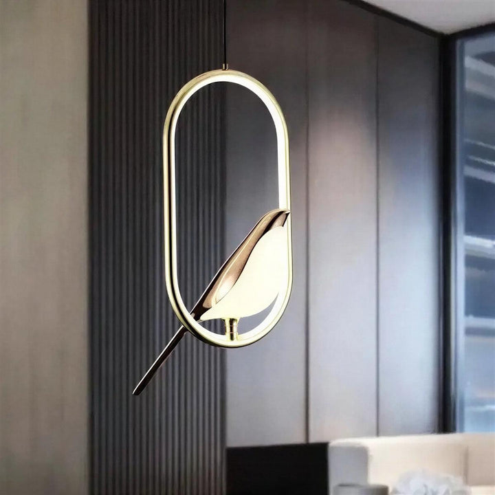 Modern Ceiling Light With Hanging Bird Design