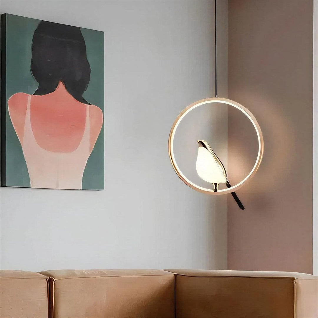 Modern Ceiling Light With Hanging Bird Design