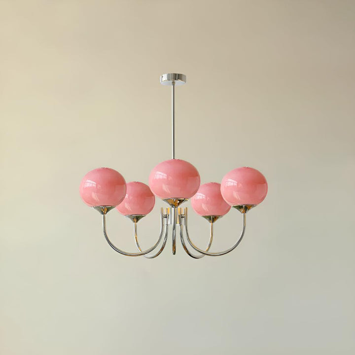 Modern Chandelier Hanging Light Fixtures With Marshmallow Globe Shades