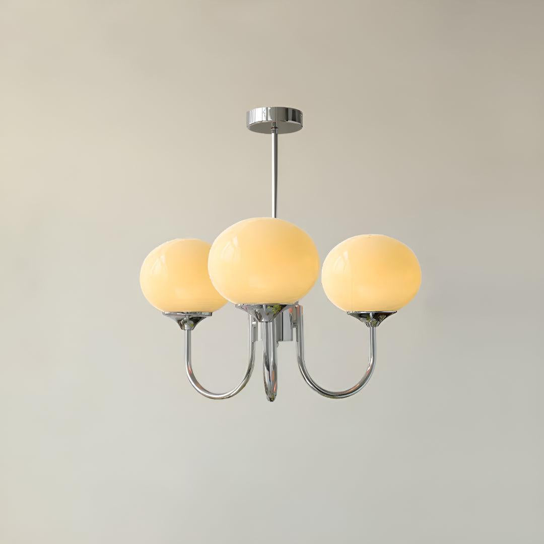 Modern Chandelier Hanging Light Fixtures With Marshmallow Globe Shades