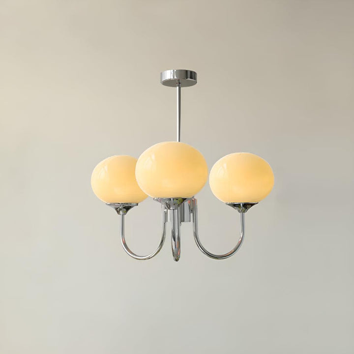 Modern Chandelier Hanging Light Fixtures With Marshmallow Globe Shades
