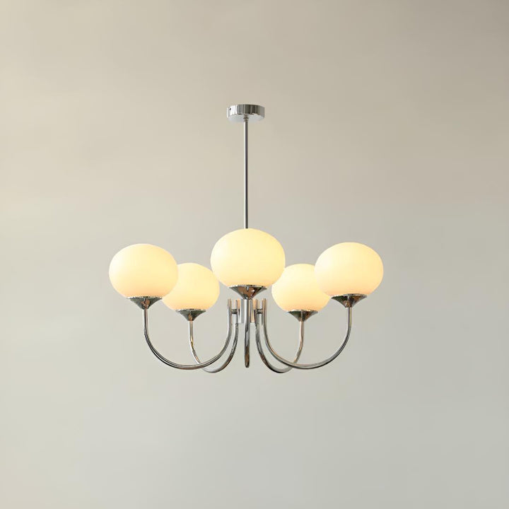 Modern Chandelier Hanging Light Fixtures With Marshmallow Globe Shades