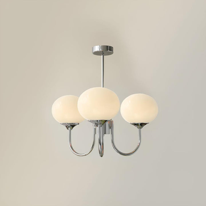 Modern Chandelier Hanging Light Fixtures With Marshmallow Globe Shades