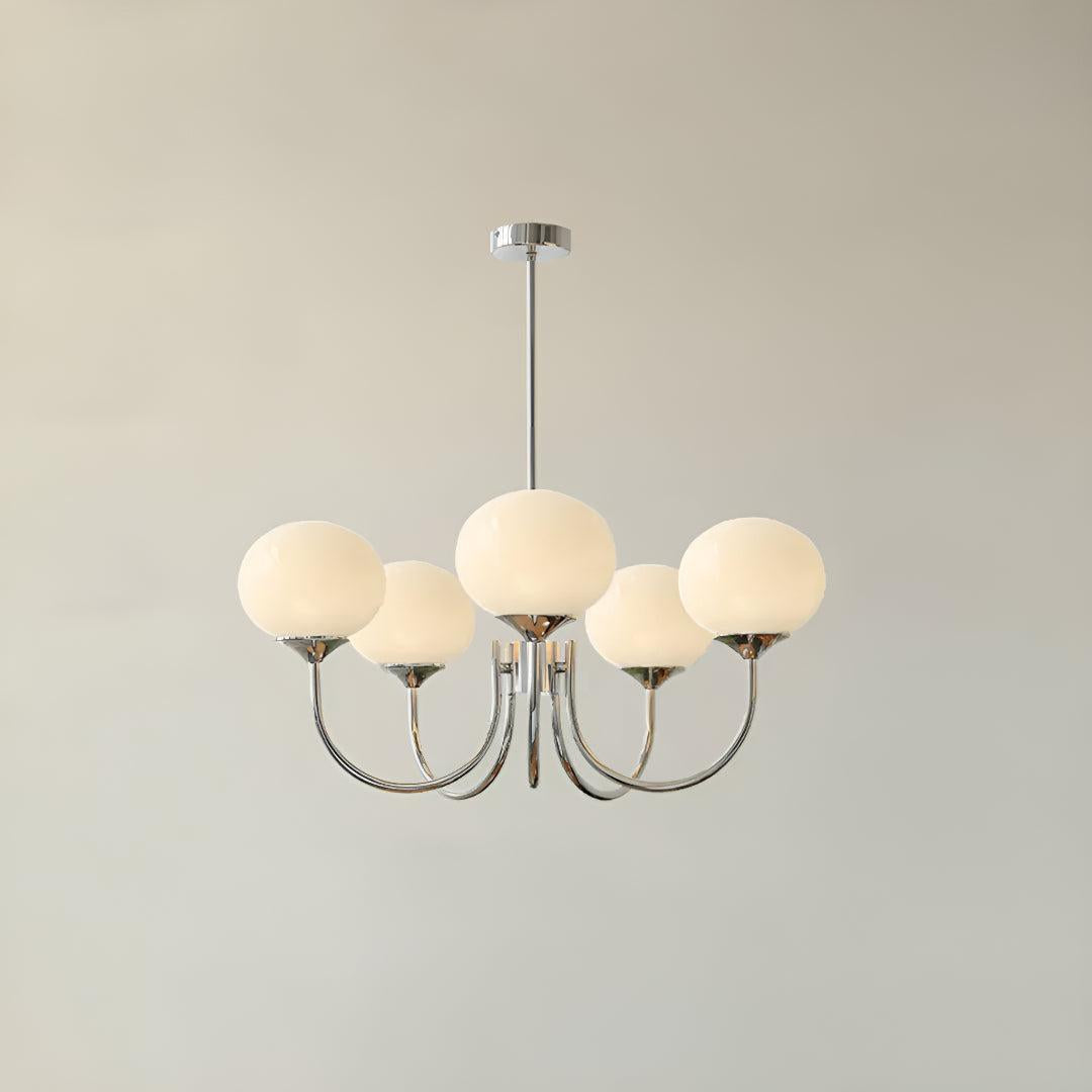Modern Chandelier Hanging Light Fixtures With Marshmallow Globe Shades