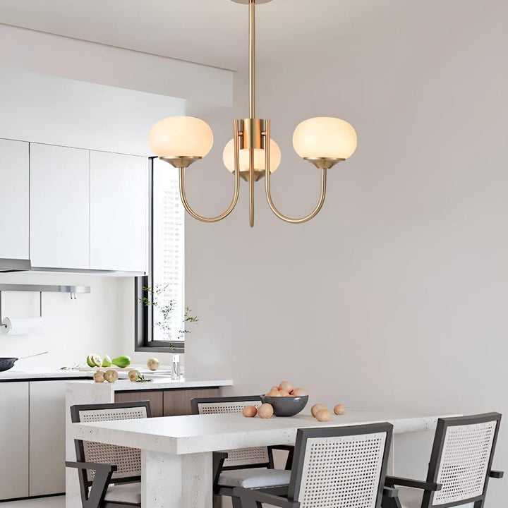 Modern Chandelier Hanging Light Fixtures With Marshmallow Globe Shades
