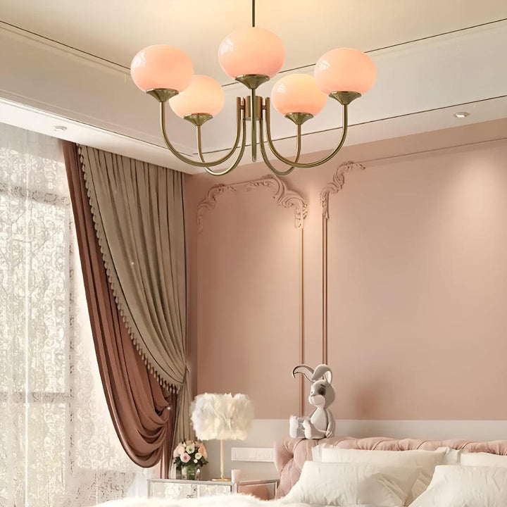 Modern Chandelier Hanging Light Fixtures With Marshmallow Globe Shades