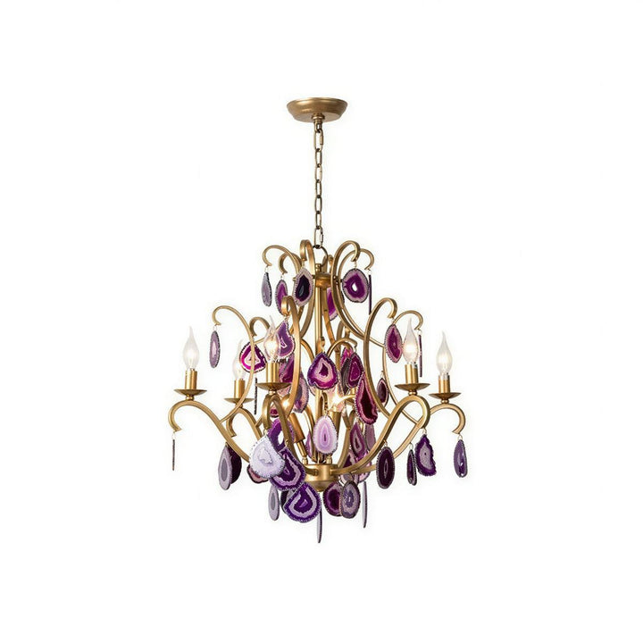 Modern Crystal Chandelier With Agate Arc Centrepiece