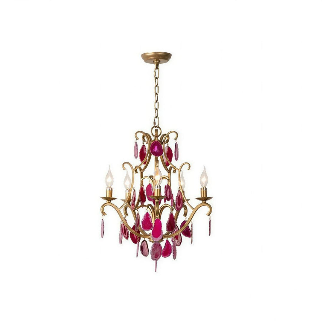 Modern Crystal Chandelier With Agate Arc Centrepiece