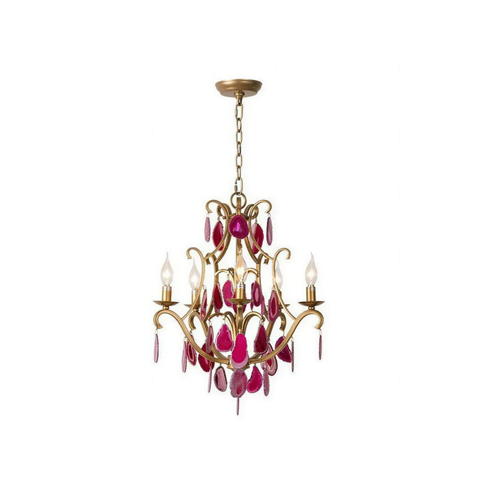Modern Crystal Chandelier With Agate Arc Centrepiece