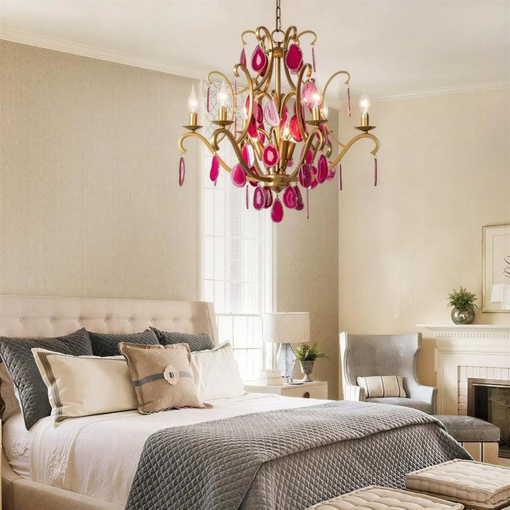 Modern Crystal Chandelier With Agate Arc Centrepiece