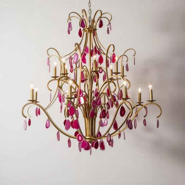 Modern Crystal Chandelier With Agate Arc Centrepiece