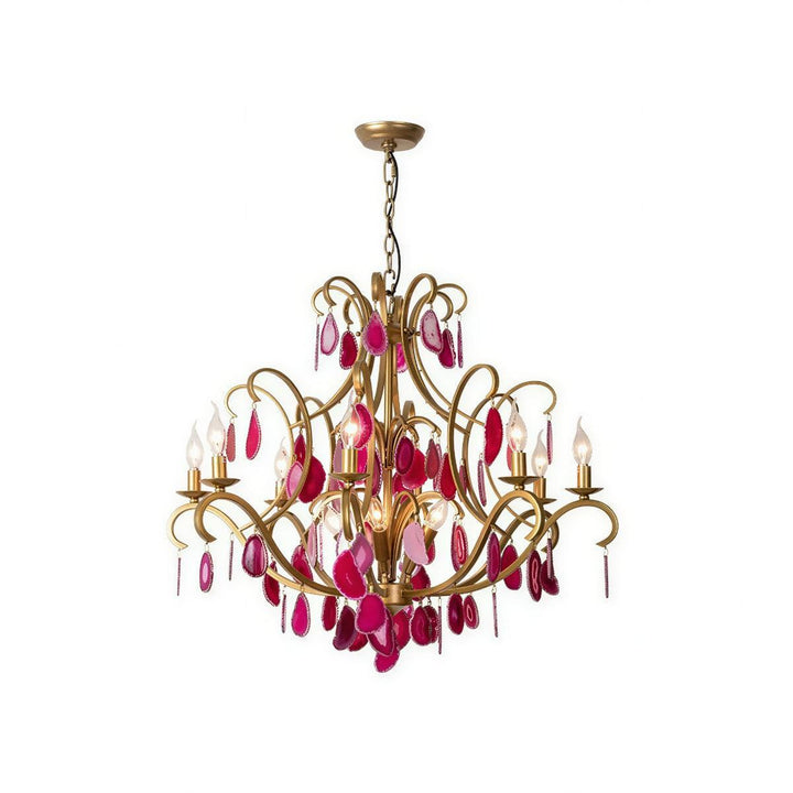 Modern Crystal Chandelier With Agate Arc Centrepiece